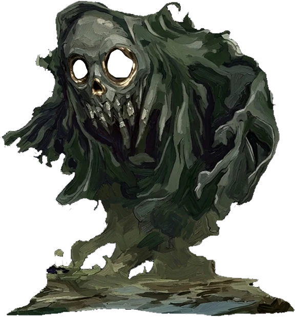 The Toll Collector, a mossy spectre with round glowing eyes