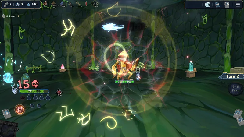 A burst of glowing runes erupts mid-battle