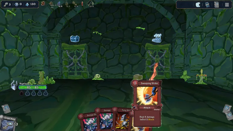 Playing an attack card on a door lock to choose the next room